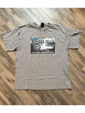 Vtg Niagra Falls T-Shirt Tourist Canada River Wear XL Gray Print Travel Canadian